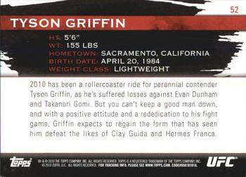 2010 Topps UFC Knockout #52 Tyson Griffin Back