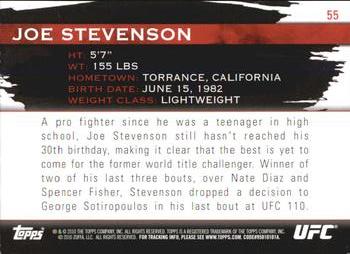2010 Topps UFC Knockout #55 Joe Stevenson Back