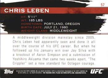 2010 Topps UFC Knockout #57 Chris Leben Back