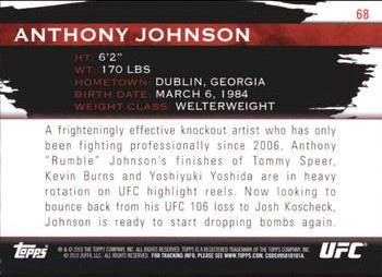 2010 Topps UFC Knockout #68 Anthony Johnson Back