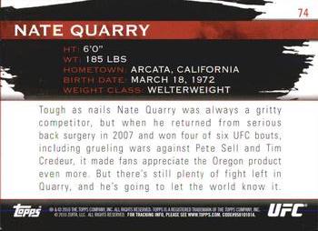 2010 Topps UFC Knockout #74 Nate Quarry Back