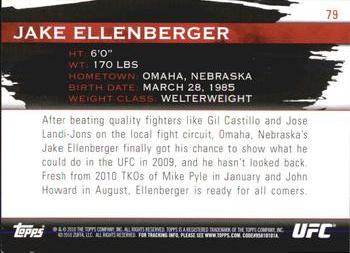 2010 Topps UFC Knockout #79 Jake Ellenberger Back