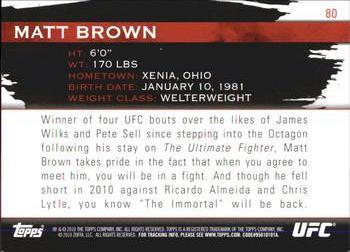2010 Topps UFC Knockout #80 Matt Brown Back