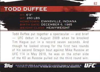 2010 Topps UFC Knockout #82 Todd Duffee Back