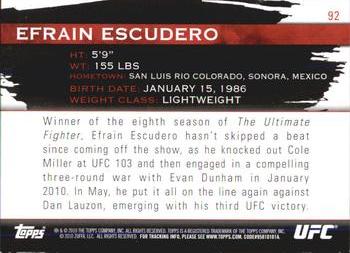 2010 Topps UFC Knockout #92 Efrain Escudero Back