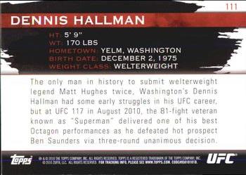 2010 Topps UFC Knockout #111 Dennis Hallman Back