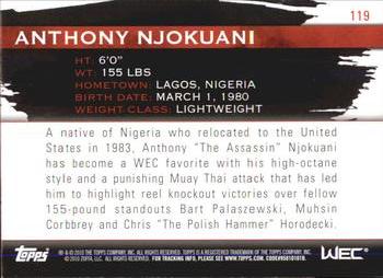 2010 Topps UFC Knockout #119 Anthony Njokuani Back