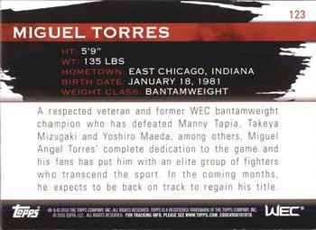 2010 Topps UFC Knockout #123 Miguel Torres Back
