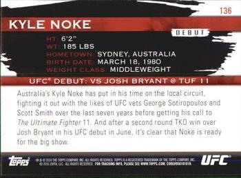 2010 Topps UFC Knockout #136 Kyle Noke Back
