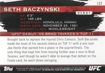 2010 Topps UFC Knockout #137 Seth Baczynski Back