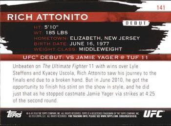 2010 Topps UFC Knockout #141 Rich Attonito Back