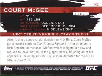 2010 Topps UFC Knockout #143 Court McGee Back