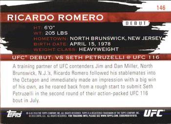 2010 Topps UFC Knockout #146 Ricardo Romero Back