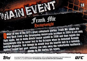 2010 Topps UFC Main Event #18 Frank Mir Back