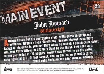 2010 Topps UFC Main Event #23 John Howard Back