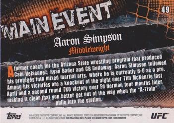 2010 Topps UFC Main Event #49 Aaron Simpson Back