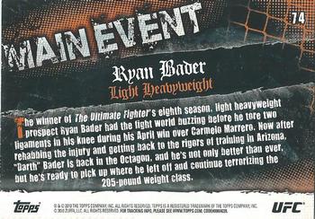 2010 Topps UFC Main Event #74 Ryan Bader Back