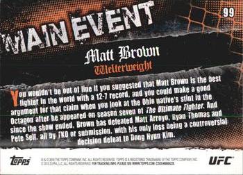 2010 Topps UFC Main Event #99 Matt Brown Back