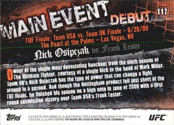 2010 Topps UFC Main Event #117 Nick Osipczak / Frank Lester Back