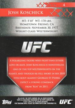 2011 Topps UFC Title Shot #4 Josh Koscheck Back