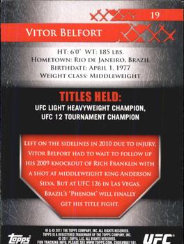 2011 Topps UFC Title Shot #19 Vitor Belfort Back