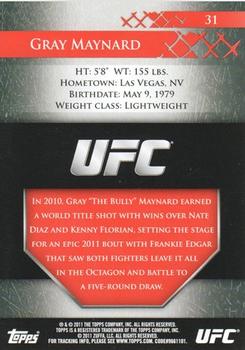 2011 Topps UFC Title Shot #31 Gray Maynard Back