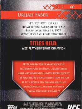 2011 Topps UFC Title Shot #60 Urijah Faber Back