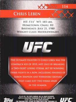 2011 Topps UFC Title Shot #114 Chris Leben Back