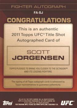 2011 Topps UFC Title Shot - Autographs #FA-SJ Scott Jorgensen Back