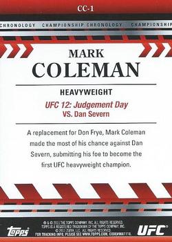 2011 Topps UFC Title Shot - Championship Chronology #CC-1 Mark Coleman Back