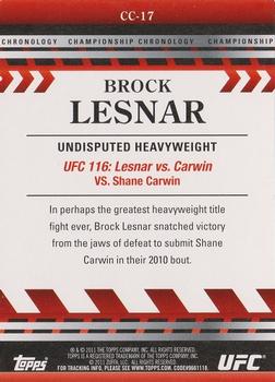 2011 Topps UFC Title Shot - Championship Chronology #CC-17 Brock Lesnar Back