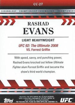 2011 Topps UFC Title Shot - Championship Chronology #CC-27 Rashad Evans Back