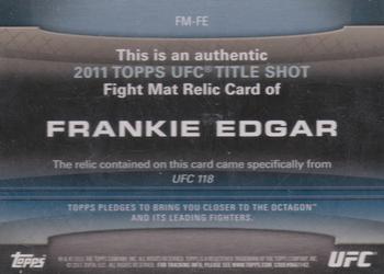 2011 Topps UFC Title Shot - Fight Mat Relics #FM-FE Frankie Edgar Back