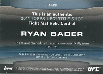 2011 Topps UFC Title Shot - Fight Mat Relics #FM-RB Ryan Bader Back