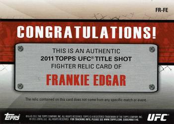 2011 Topps UFC Title Shot - Fighter Relics #FR-FE Frankie Edgar Back