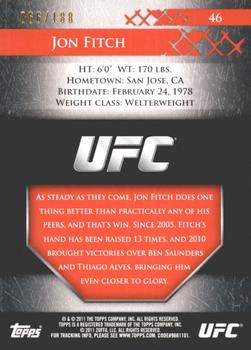 2011 Topps UFC Title Shot - Silver #46 Jon Fitch Back