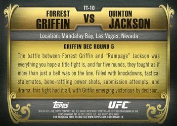 2011 Topps UFC Title Shot - Top 10 Title Fights #TT-10 Forrest Griffin - Quinton Jackson Back