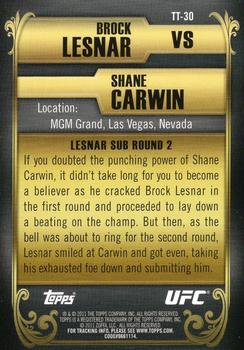 2011 Topps UFC Title Shot - Top 10 Title Fights #TT-30 Brock Lesnar - Shane Carwin Back