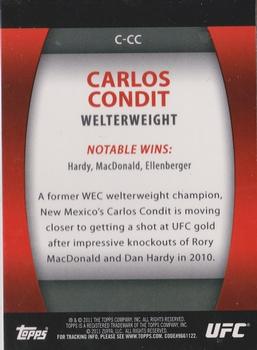 2011 Topps UFC Title Shot - UFC Contenders #C-CC Carlos Condit Back