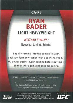 2011 Topps UFC Title Shot - UFC Contenders Autographs Black #CA-RB Ryan Bader Back