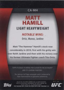 2011 Topps UFC Title Shot - UFC Contenders Autographs Diamond #CA-MH Matt Hamill Back