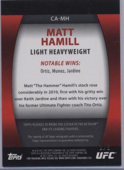 2011 Topps UFC Title Shot - UFC Contenders Autographs Red #CA-MH Matt Hamill Back