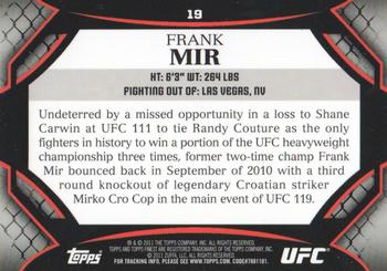 2011 Finest UFC #19 Frank Mir Back
