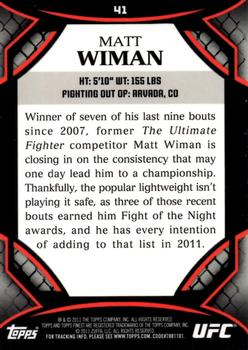 2011 Finest UFC #41 Matt Wiman Back