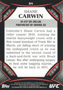2011 Finest UFC #54 Shane Carwin Back