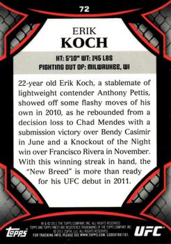 2011 Finest UFC #72 Erik Koch Back