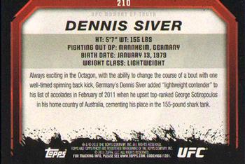 2011 Topps UFC Moment of Truth #210 Dennis Siver Back