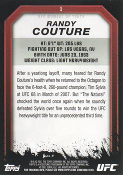 2011 Topps UFC Moment of Truth #1 Randy Couture Back