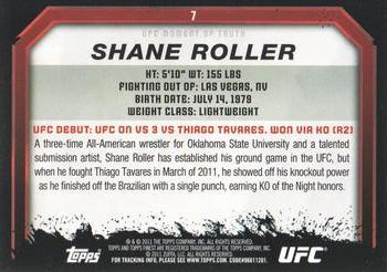 2011 Topps UFC Moment of Truth #7 Shane Roller Back