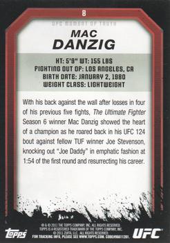 2011 Topps UFC Moment of Truth #8 Mac Danzig Back
